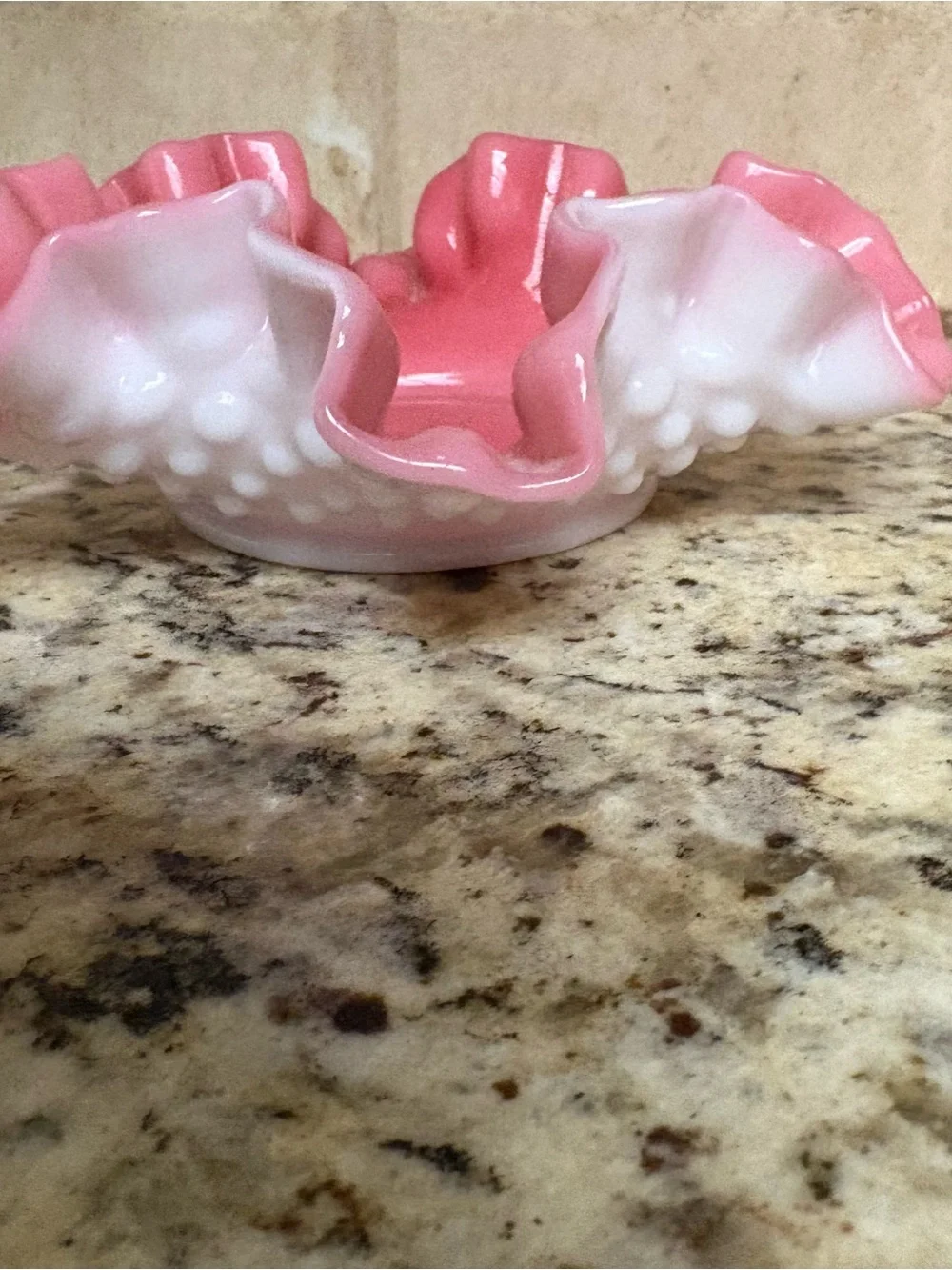 Handmade Pink Ruffled Glass Decorative Bowl - Home Accents